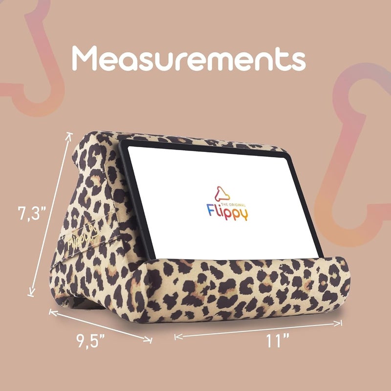 Flippy Original Tablet Pillow Stand & iPad Holder, Gift for Book Lovers & Readers, Multi-Angle Stand with Storage for Lap, Desk & Bed, Compatible with Kindle, Fire, iPad & Samsung, Def Leopard - Image 2